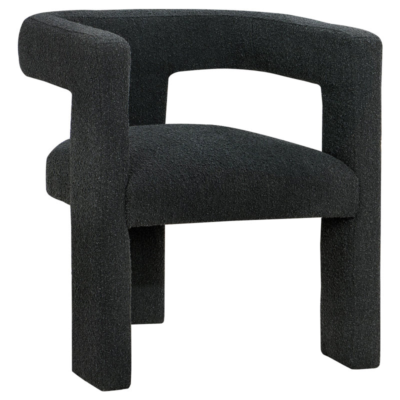 Jeremas Upholstered Accent Side Chair, Black Boucle