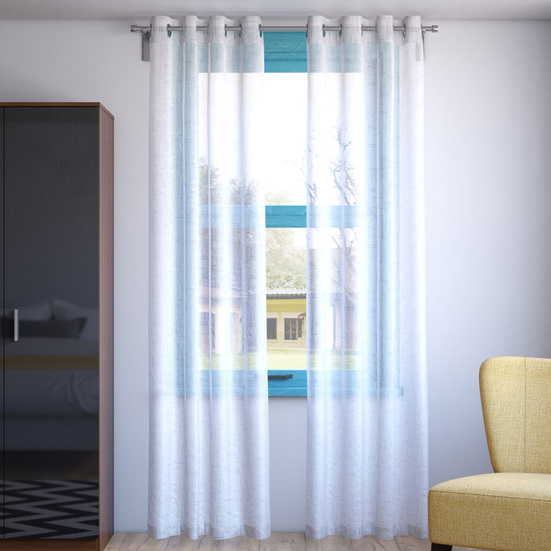 Adne Sheer Curtain Single Panel, 138 W x 122 D cm, Cream