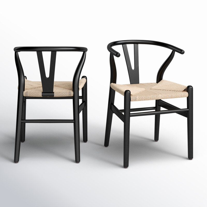 Margo Solid Wood Dining Chair, Black/Beige