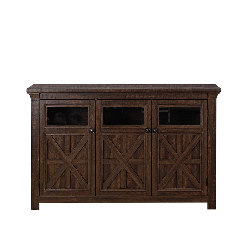 Farmhouse Tv Stand Console Table With Storage Cabinets, Espresso Wood