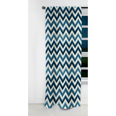 Bleu et blanc Harmony - Motif à chevrons - Rideau à chevrons - Rideau occultant en velours - 1 panneau
