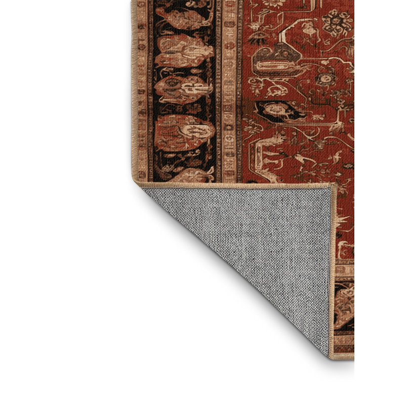 Machine Washable Persian Brown Area Rug, Runner 2' x 4'