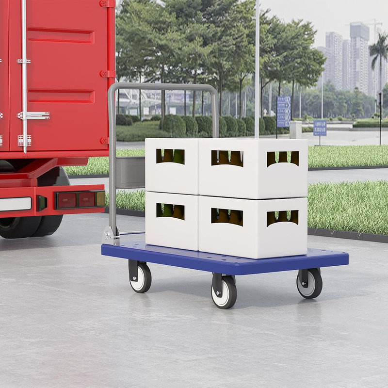 Chariot à plateforme, chariot pliable à poussoir avec roues pivotantes, chariot à bagages robuste d'une capacité de 661 lb