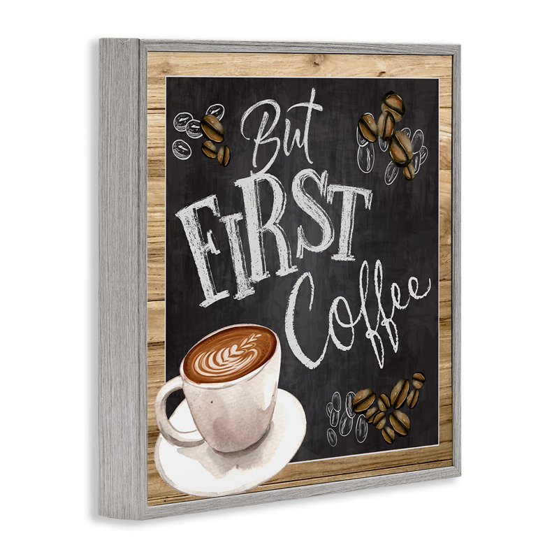 But But Coffee Typographie, tableau latte par haricot par ND Art - impression, L 12 po x H 12 po, Encadré gris