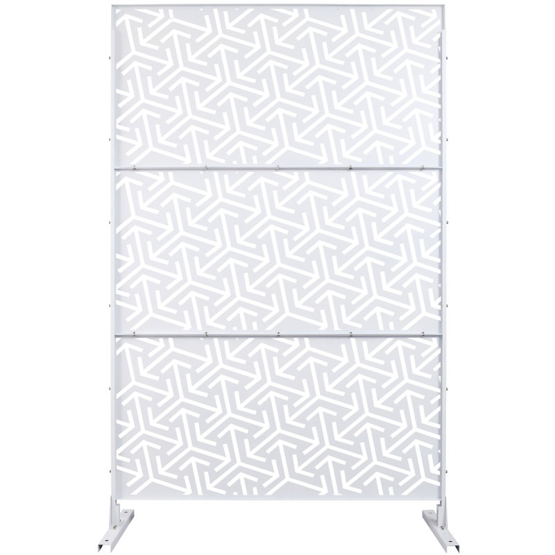 Paravent en métal 48 po 76 po - Polyvalent pour terrasse, terrasse, jardin autoportant 76 po 48 po, White
