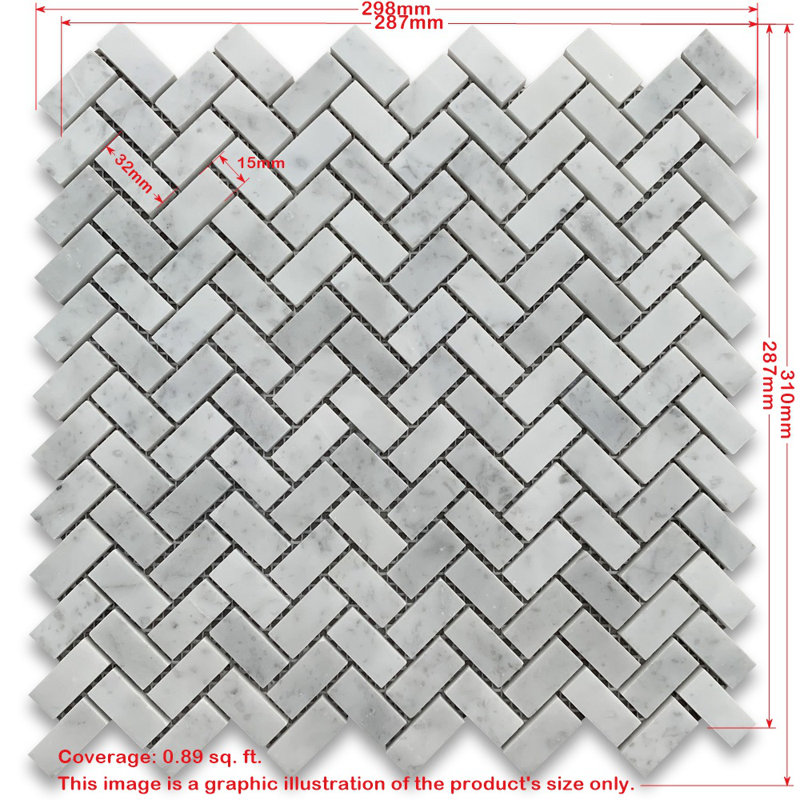 Calacatta 11" x 11" Marble Mosaic Tile, LIght Gray