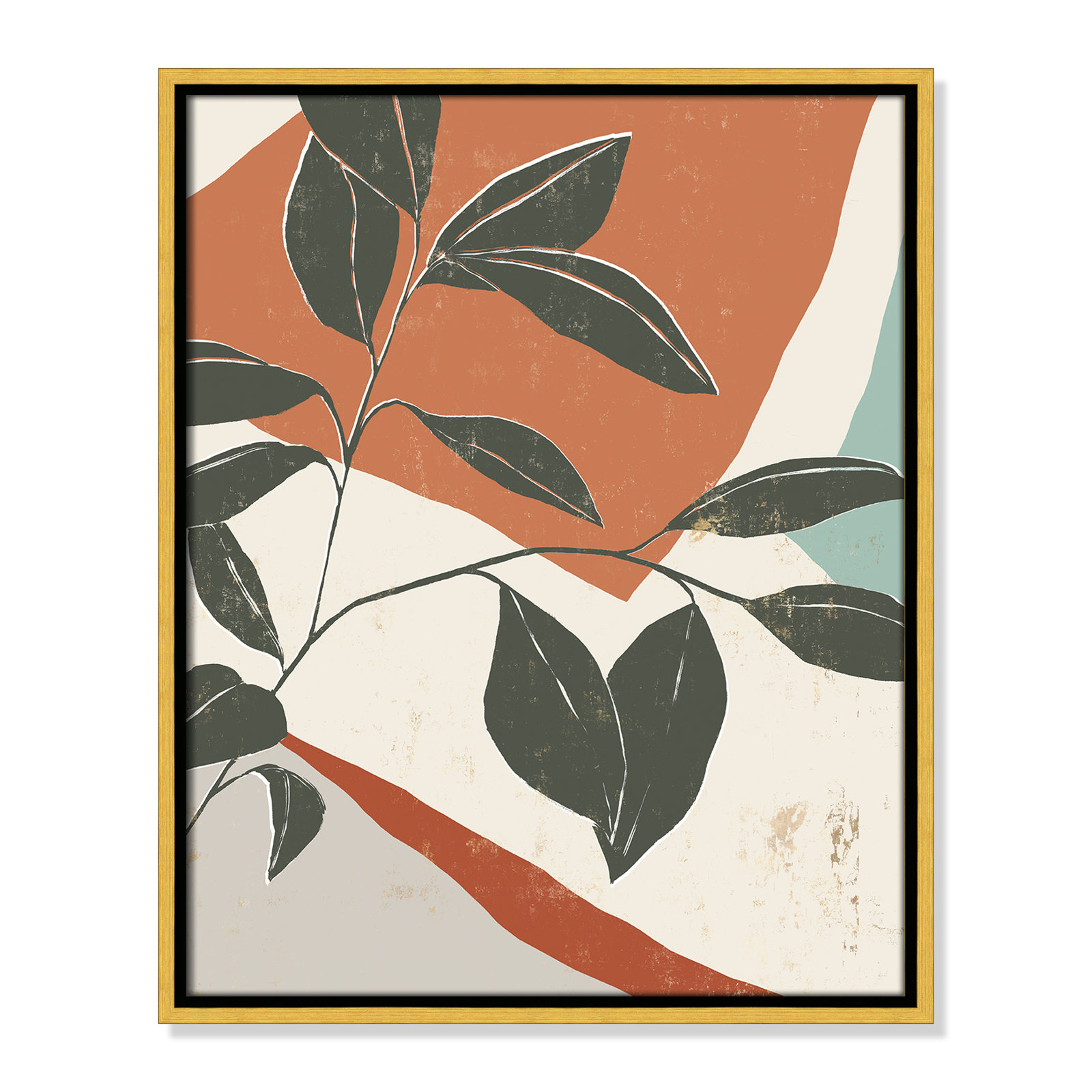 Cutout Leaves I by Isabelle Z, 21.5" H x 17.5" W x 2" D, Gold Framed