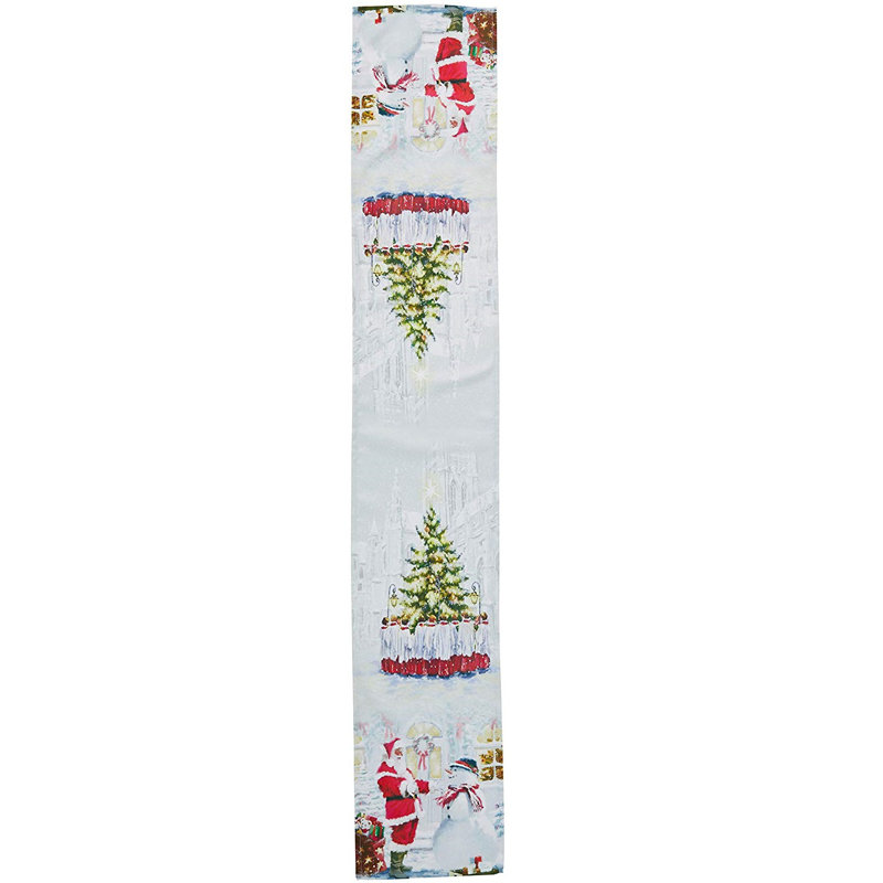 Ladue Christmas Snowed Man Polyester Super Soft Feel Faux Suede Fabric Digital Print Cowboy Snowman Table Runner