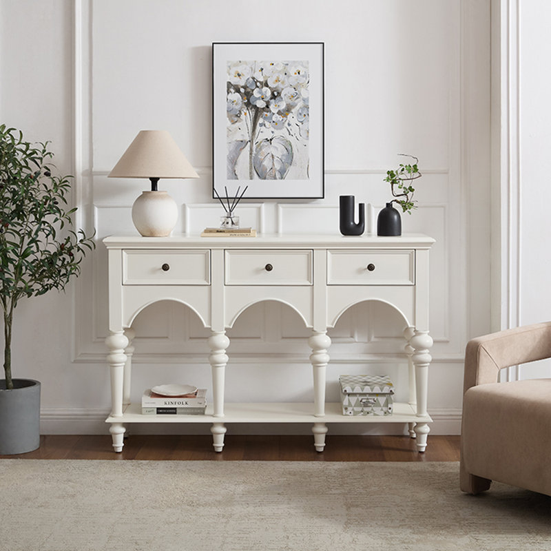 American-style simple console table, 36.2" H x 47.2" W x 15" D, Ivory