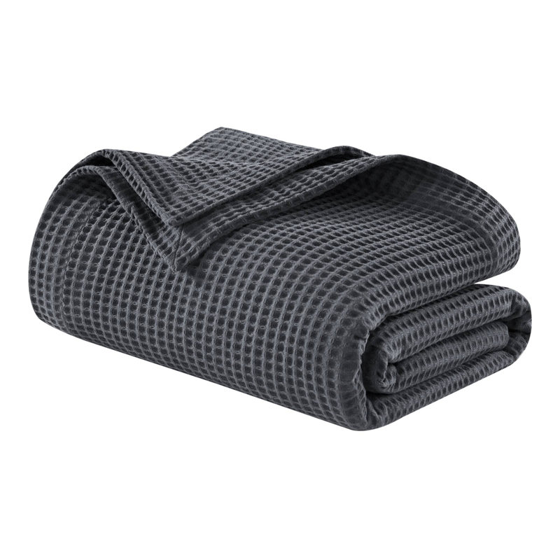 Couverture en coton 1pc, Gris foncé, L 90 po x l 66 po