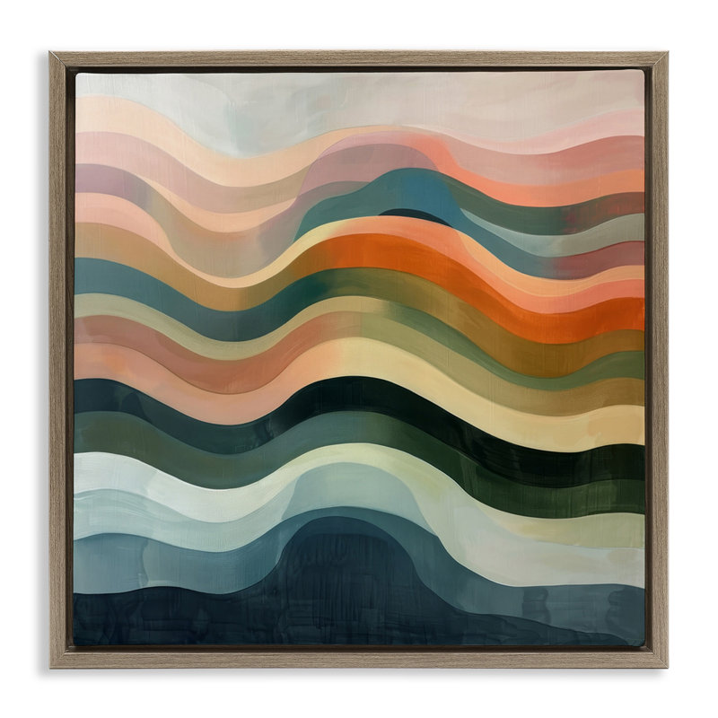 Fluid Dynamics Pattern Floater Canvas Wall Art by Lazar Studio, 18" H x 18" W x 1.7" D, Montalcino Elm Floater Frame