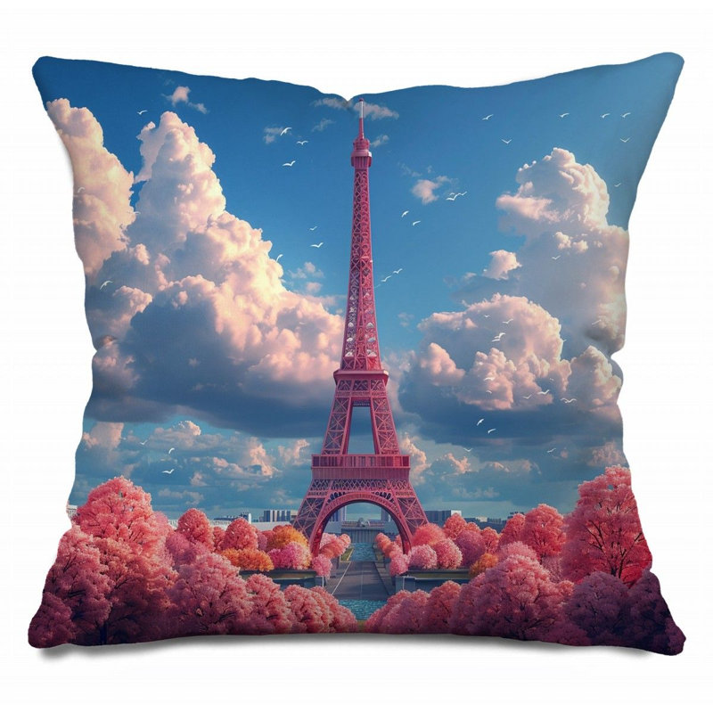 Coussin Tour Eiffel, coussins en sergé de coton Landmark, H 14 po x l 14 po