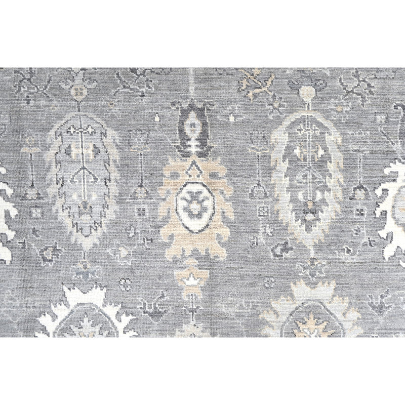 Tapis gris et argent noué à la main de haute qualité, Rectangle 8 pi 4 po x 10 pi 8 po