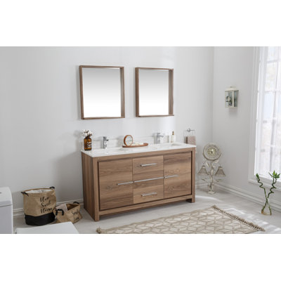 Ensemble de meuble-lavabo double 59 po avec miroir Ladislaus