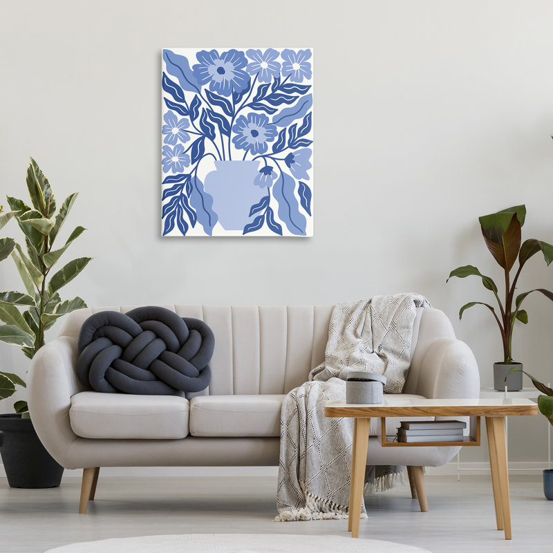 "Blue & White Flower Vase", art mural par Taylor Shannon Designs, H 40 po x l 30 po