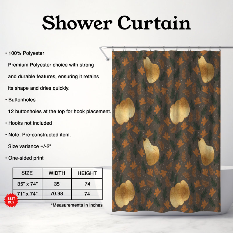Rideau de douche standard 1 pièce Harvest Glow, H 74 po x l 71 po