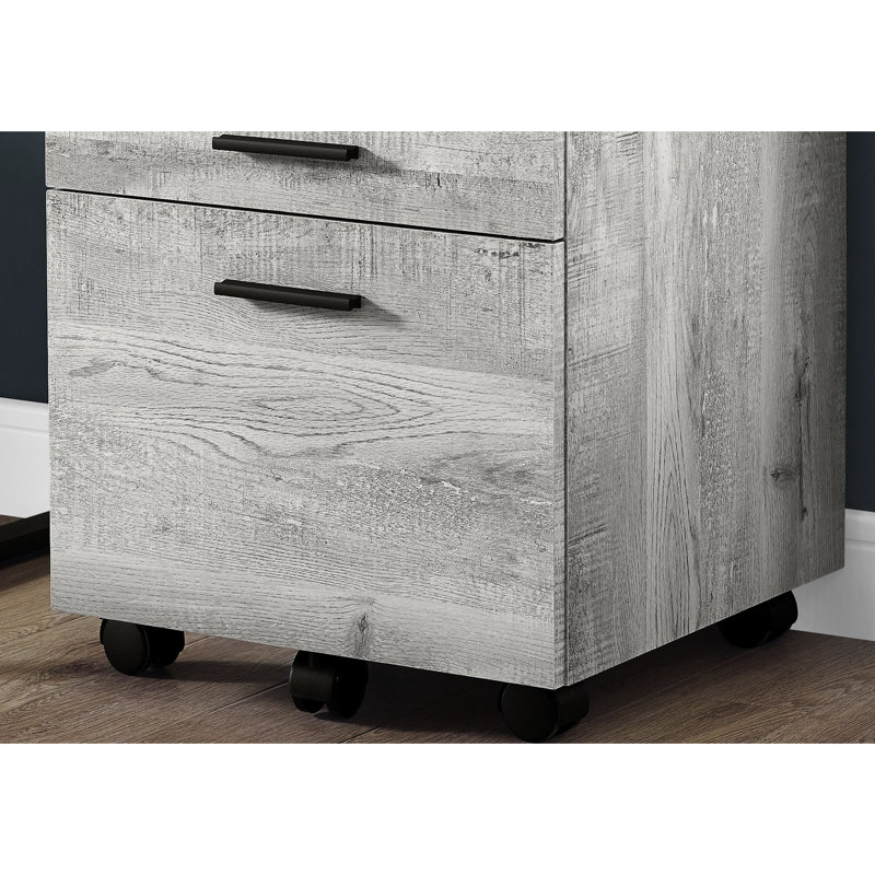 Grey Laminate Rolling File Cabinet For Office, With Storage Space And Stand Mobile Drawers, Finish Office Work, Modern & Contemporary Style