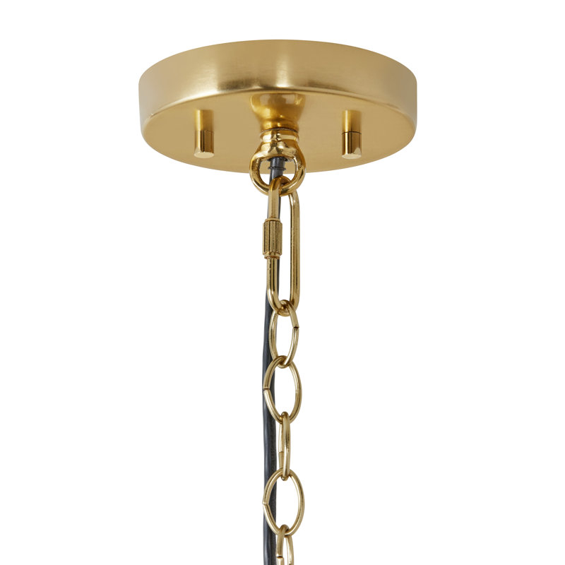 13"L Giovannie Ornate Gold Metal and Silver Glass Pendant
