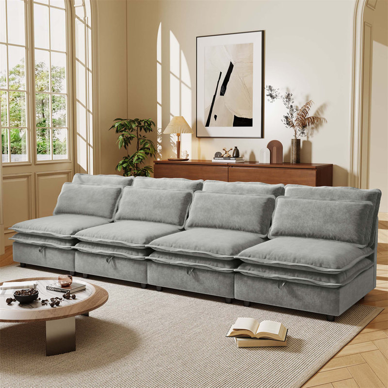 Double-Layer Cushion Modular Sofa With Freely Combinable Design, Ideal For Creating Customized Seating Arrangements In Any Home.