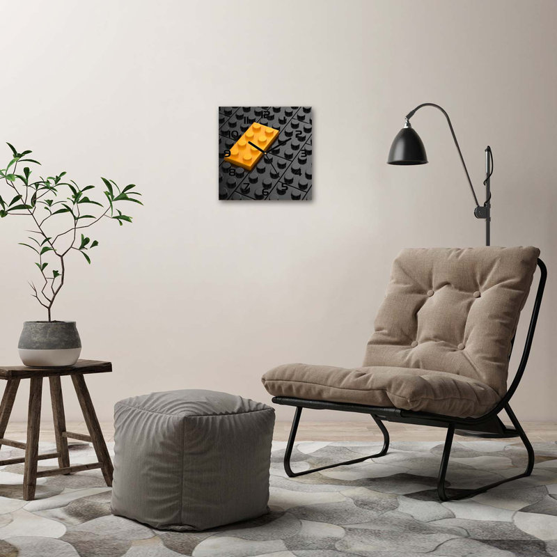 Glass Wall Clock, Black/Yellow