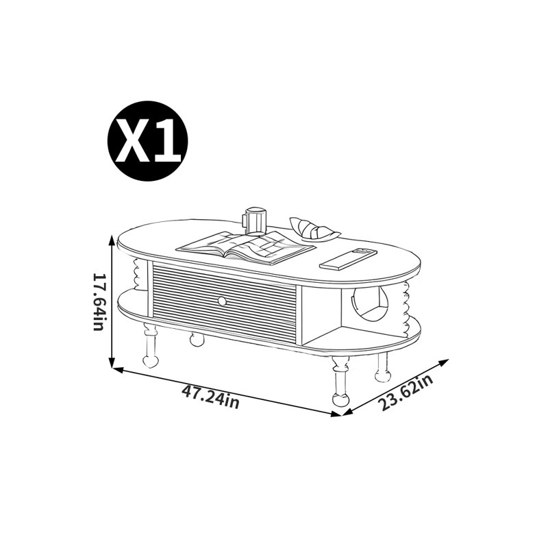Table basse ovale de style français