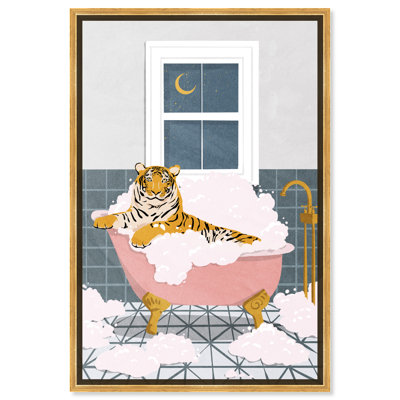Bath Bath Tiger - peinture à cadre flottant sur toile