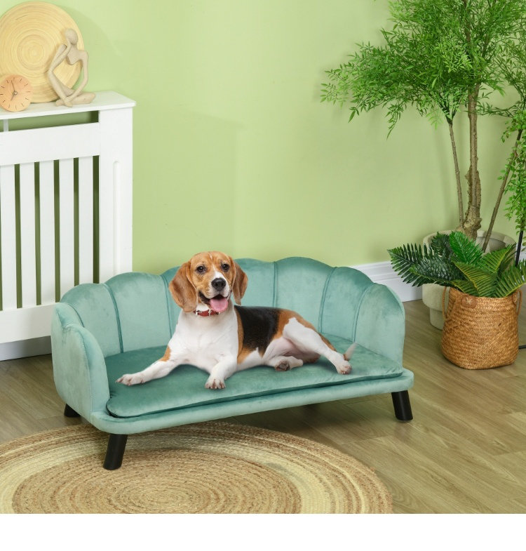 Grand canapé en velours - coussin en mousse, perle - design, idéal pour les chiens de grande / moyenne taille