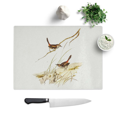 Tempered Glass Cautious Wren Chopping Board