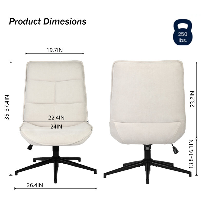 Luxury Armless Swivel Desk Chair - Adjustable Height