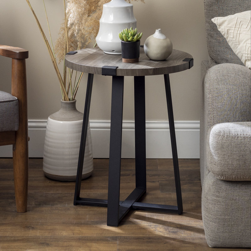 Paramus 22'' Tall Cross Legs End Table, Slate Gray