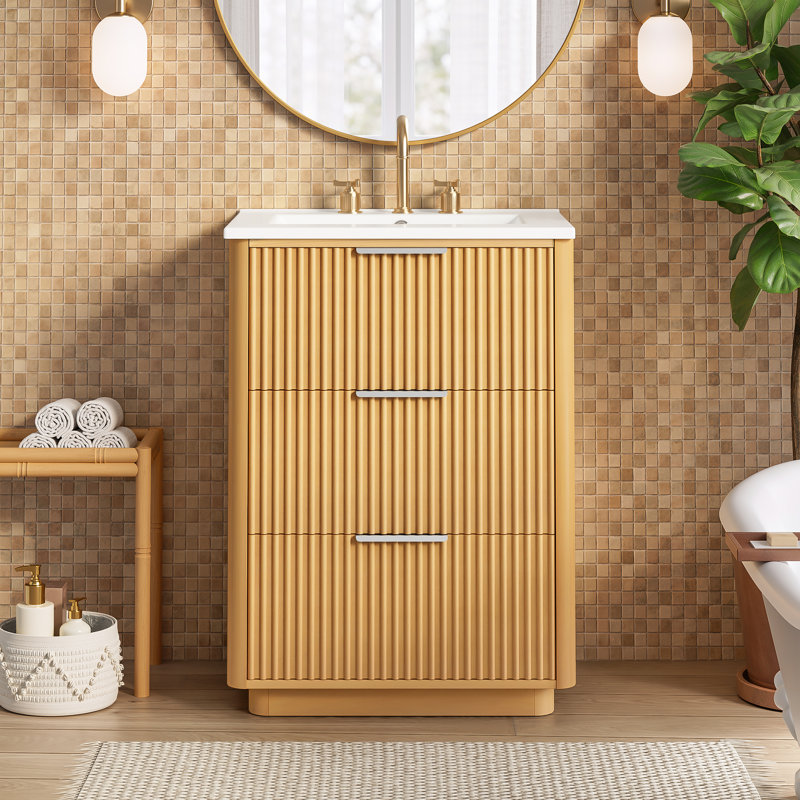 Meuble-lavabo en bois massif 24 po naturel