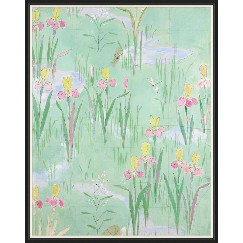 Fleur Vertes 2 Print by Paule Marrot, Black Framed, 54" H x 43" W x 1.25" D