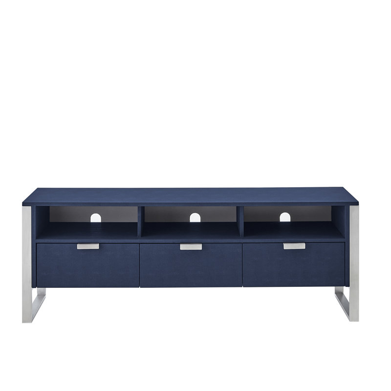 Meuble télé Yadira, Bleu marine / chrome
