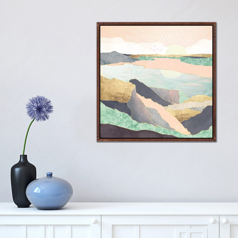 Sunrise Beach - Print on Canvas, 66.04 cm H x 66.04 cm W, Brown Framed