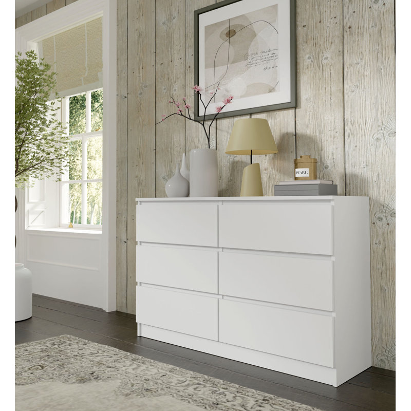 Commode Sunem S6 120 cm matt 6 drawers, White
