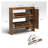 Rustic Brown Narrow Shoe Storage Cabinet with 2 Flip Drawers, Freestanding Entryway Shoe Organizer with Mirror Door and Metal Legs