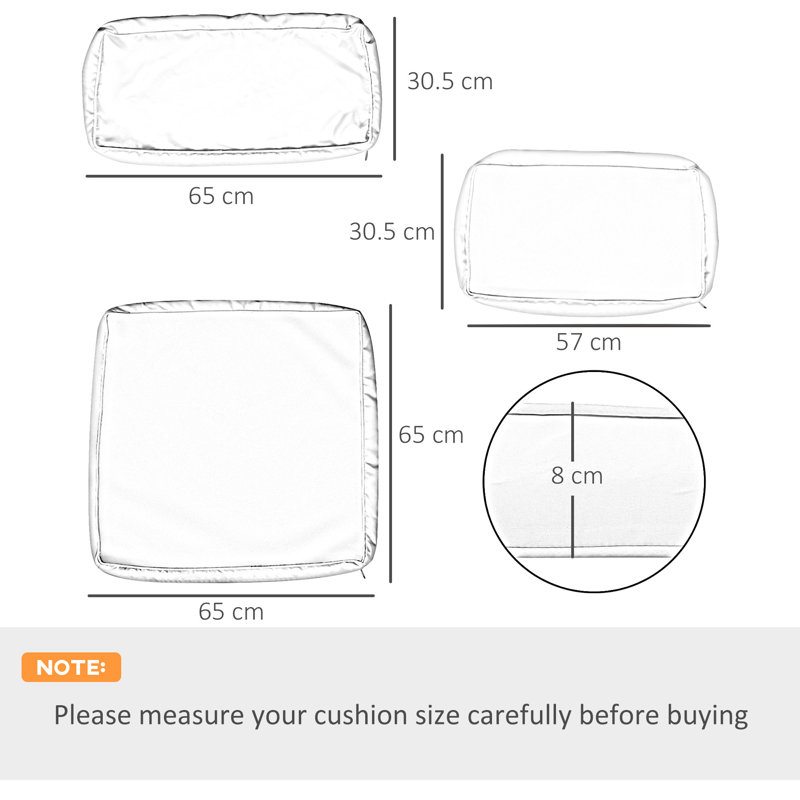 Montaque Replacement Cushion Covers for Garden Sofa Set Outdoor Black
