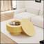 Table basse circulaire moderne en MDF avec design rayé et rangement, parfaite pour la maison et la cuisine