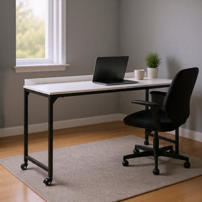 Bureau de lit Sumi, hauteur réglable, bois blanc, métal noir 72 pouces