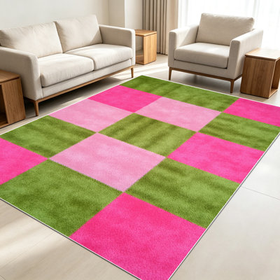 Tapis à carreaux 1 pièce pour le salon, doux et confortable, convient à toutes les saisons, facile à entretenir, tapis de sol intérieur lavable à la machine, sous la table de la ferme convenant au salon, à la chambre à coucher, à la cuisine, au balcon, au patio, à la maison, à l'extérieur