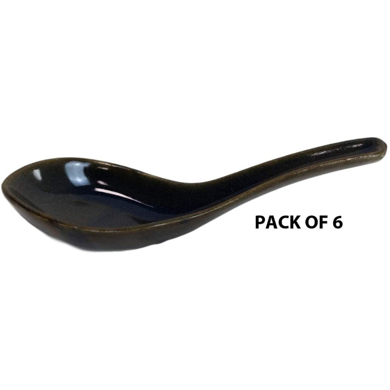 Parsonage Ceramic Soup Spoon, Dark Brown
