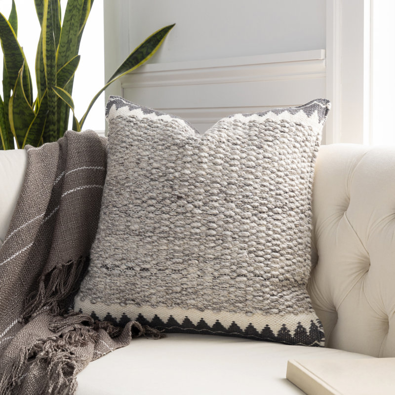 Reni Wool Blend Reversible Throw Pillow, 22"H x 22"W, Down