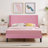 Queen Size Velvet Bed Frame with Wingback Headboard, Upholstered Platform Bed with Wing Side Channel Tufted Headboard, Solid Wooden Slats Support, No Box Spring Needed, Noise Free, Pink-514089474-514089485