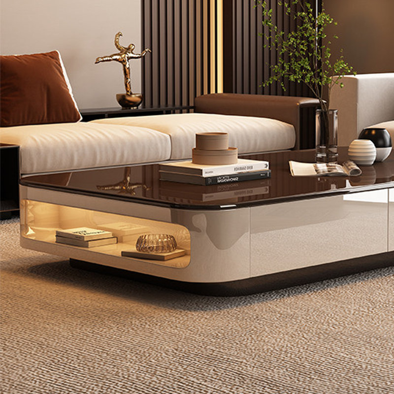 Table basse moderne de luxe minimaliste, Noir, H 13,77 po x L 51,18 po x l 27,55 po