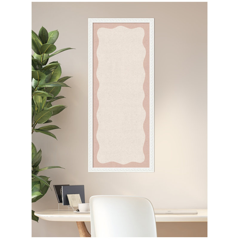 Tableau d'affichage en lin encadré en tissu, Blanc Bethany, H 42 po x l 18 po x P 1 po, Rose / beige