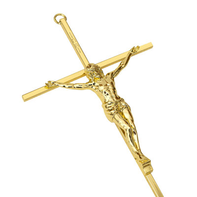 Crucifix Wall Cross, Metal Wall Hanging Cross,10inch,Gold