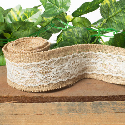 Rouleau avec dentelle en toile jute Carita