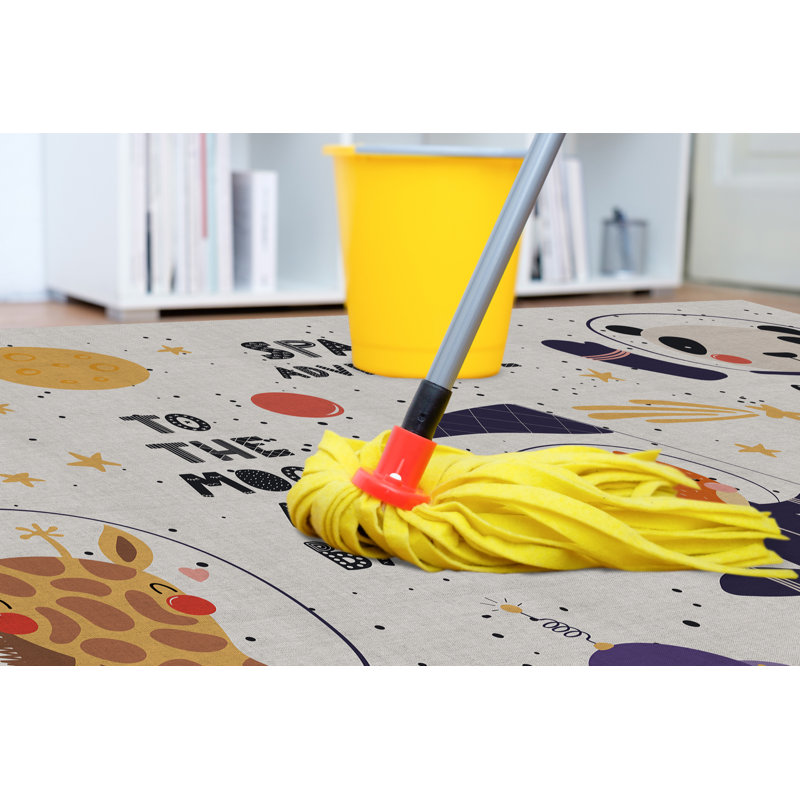 Ragnfrith Vinyl Machine Printed Area Rug, Rectangle 3'3.4" x 4'11.1"