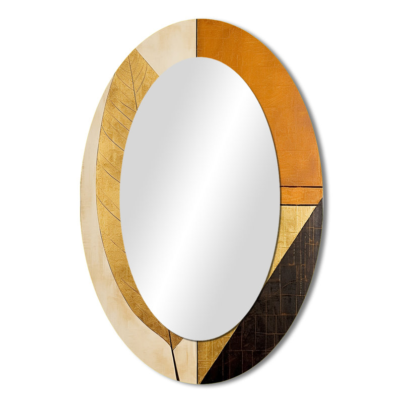 Miroir mural doré à motif de feuilles dorées, 36 po x 24 po