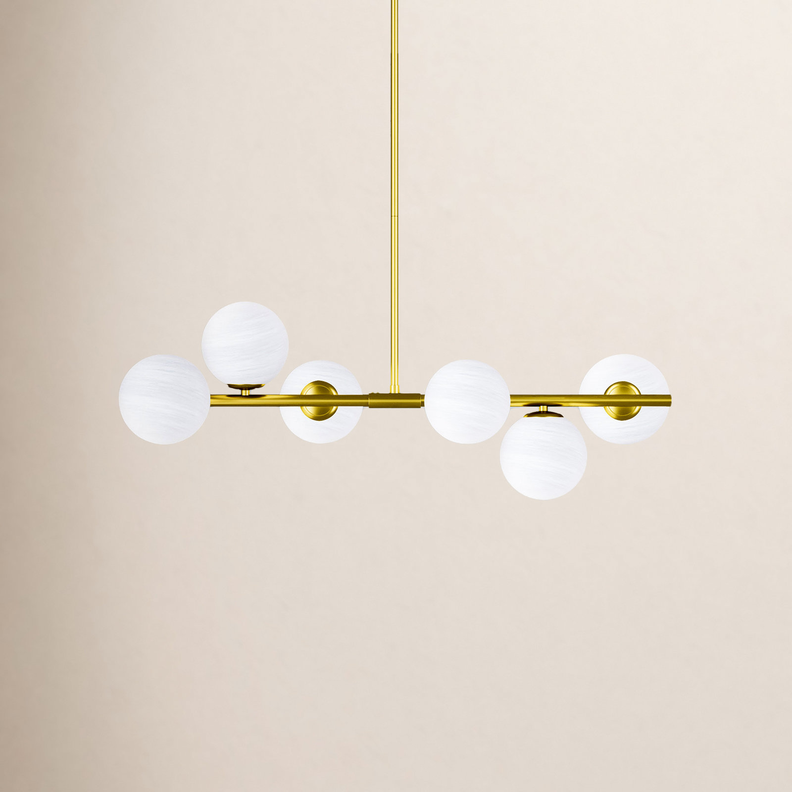 Lio Wrought Iron 6-Light Chandelier, Electroplated Brass